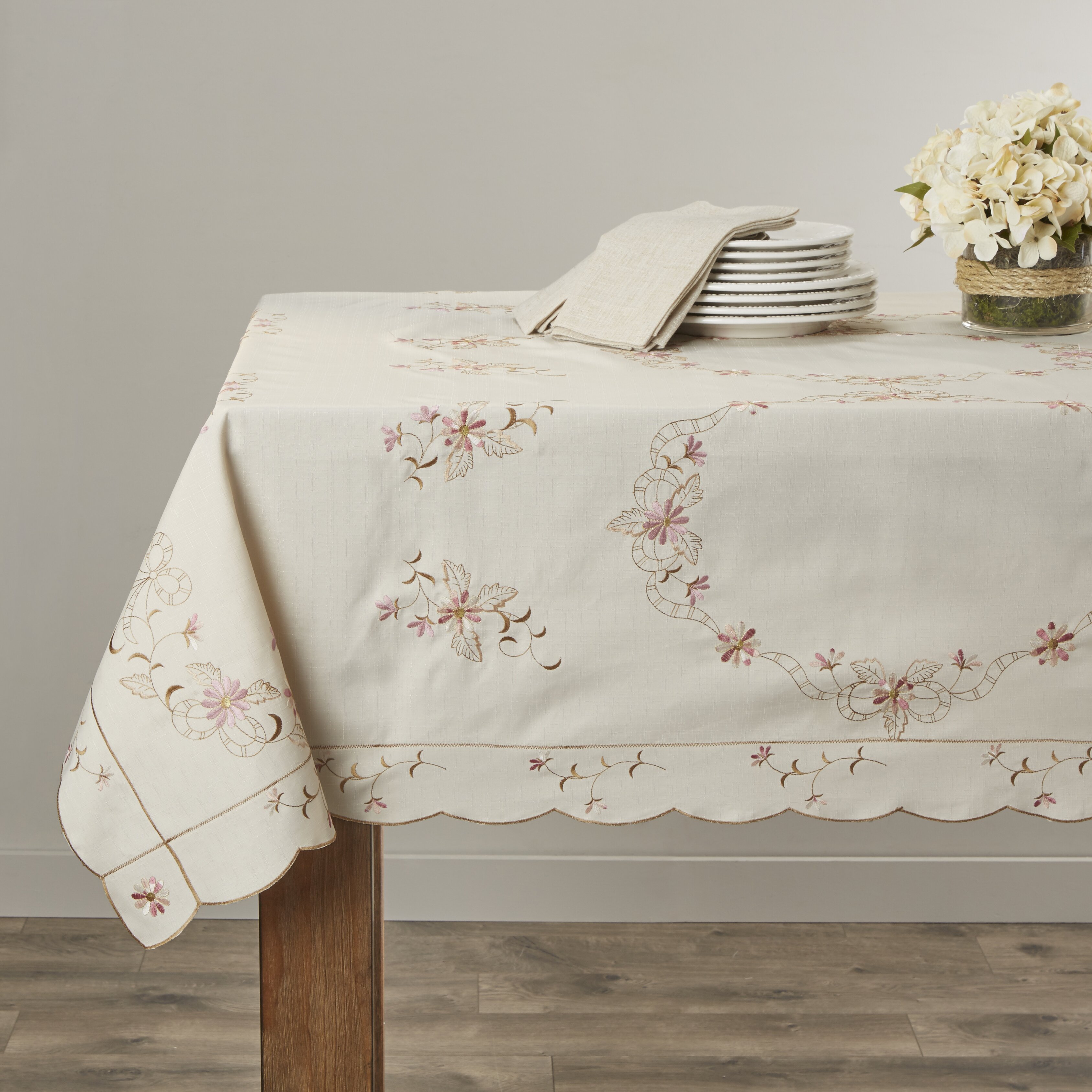 Violet Linen Renaissance Embroidered Tablecloth & Reviews | Wayfair