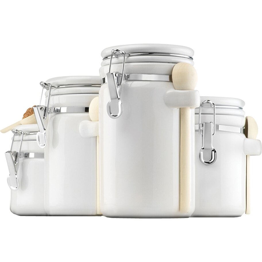 Anchor Hocking 4 Piece Ceramic Canister Set With Lids Reviews Wayfair   4 Piece Ceramic Canister Set With Lids 