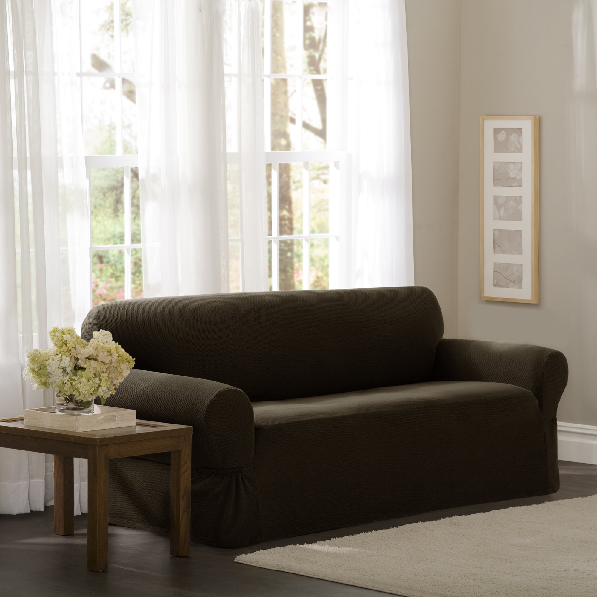 Maytex Pixel Stretch 1 Piece Sofa Box Cushion Slipcover & Reviews Wayfair