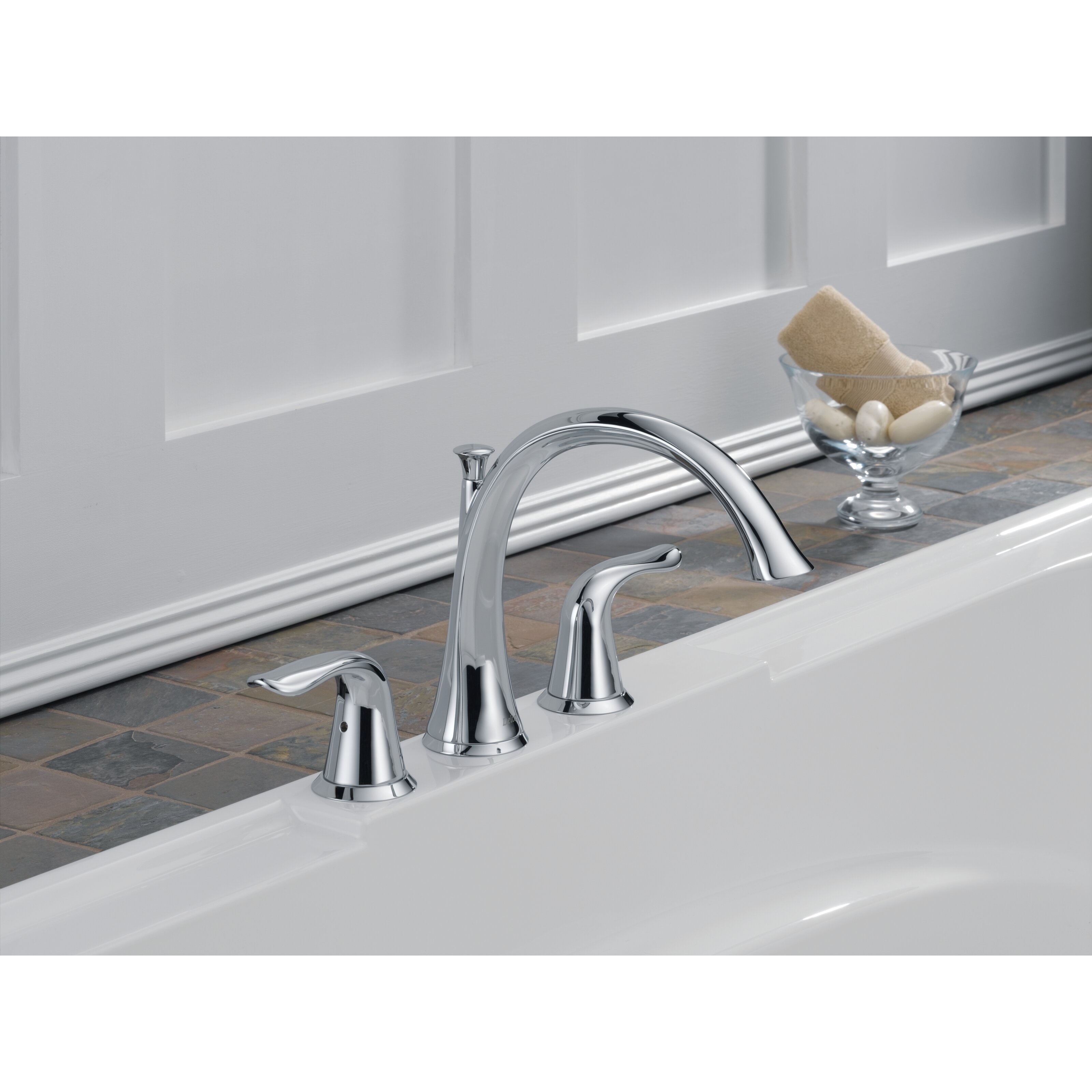 Delta Lahara Double Handle Deck Mount Roman Tub Faucet ...