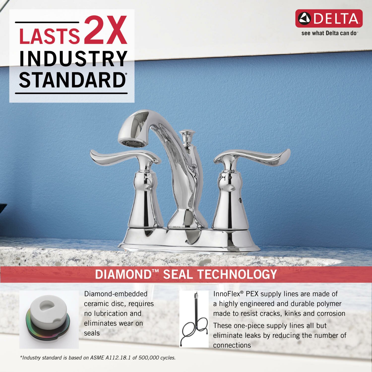 Delta Linden Standard Bathroom Faucet Lever Handle with ...