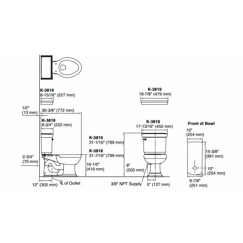 Kohler Memoirs Classic Comfort Height Two Piece Elongated 1.6 GPF ...