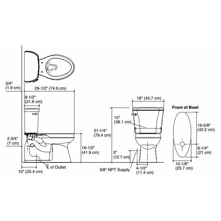 Kohler Highline Comfort Height Two-Piece Elongated 1.28 GPF Toilet with ...