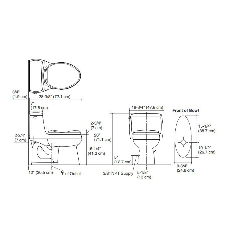Kohler Gabrielle Comfort Height One-Piece Elongated 1.28 GPF Toilet with Aquapiston Flush ...