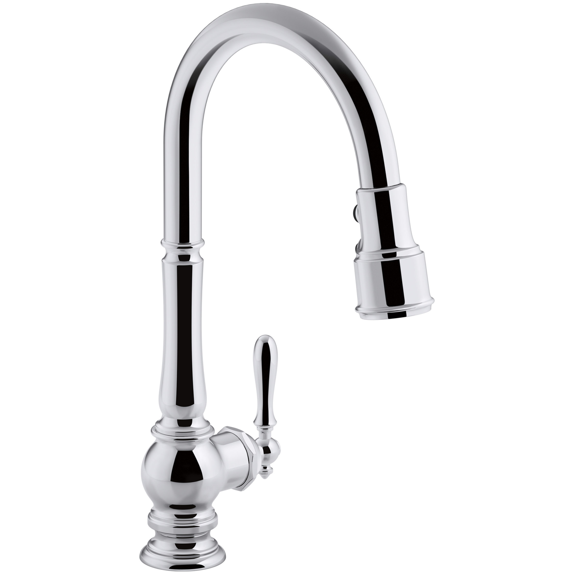 KOHLER Artifacts Single-Handle Pull-Down Sprayer Kitchen Faucet In Polished Chrome K 99260 Cp