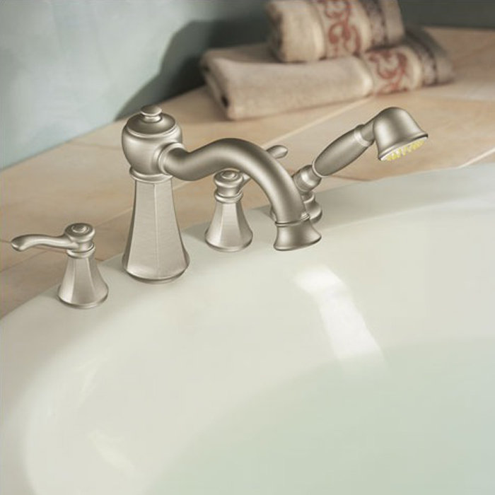 Moen Vestige Double Handle Deck Mount Roman Tub Faucet Lever Handle