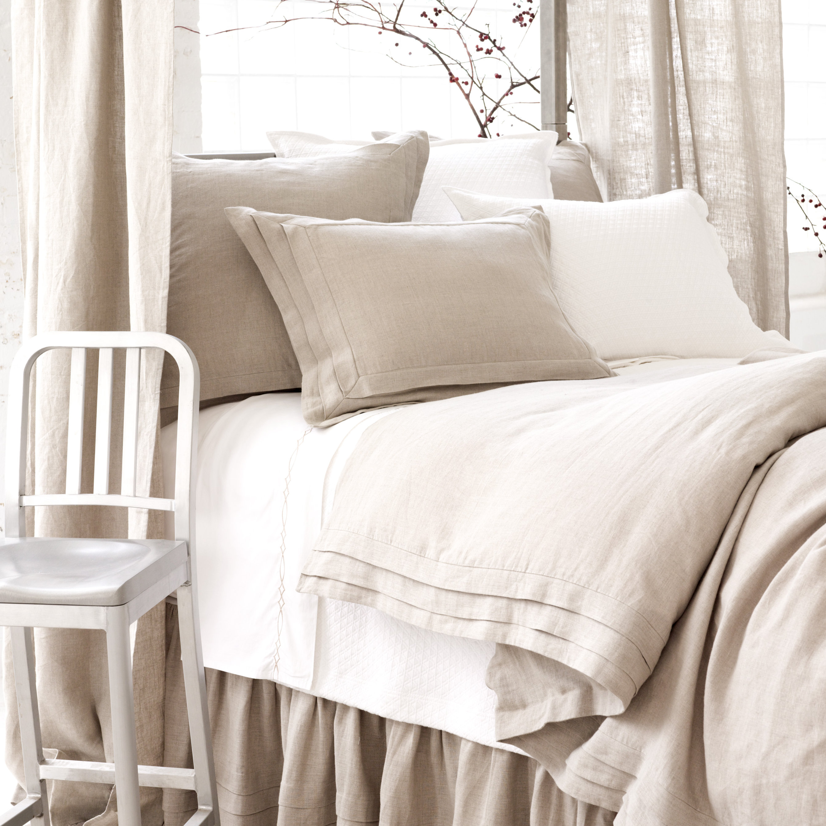 Pine Cone Hill Natural Pleated Linen Duvet Cover Collection Pine Cone Hill Natural Pleated Linen Duvet Cover Collection