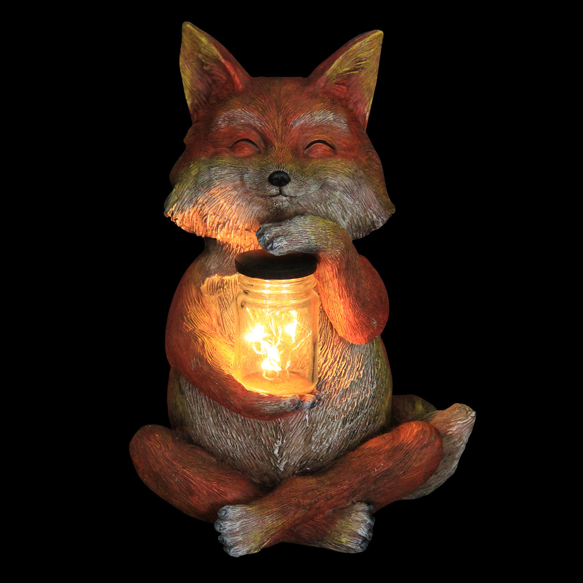 Exhart Solar Fox Statue with Encased Fireflies | Wayfair