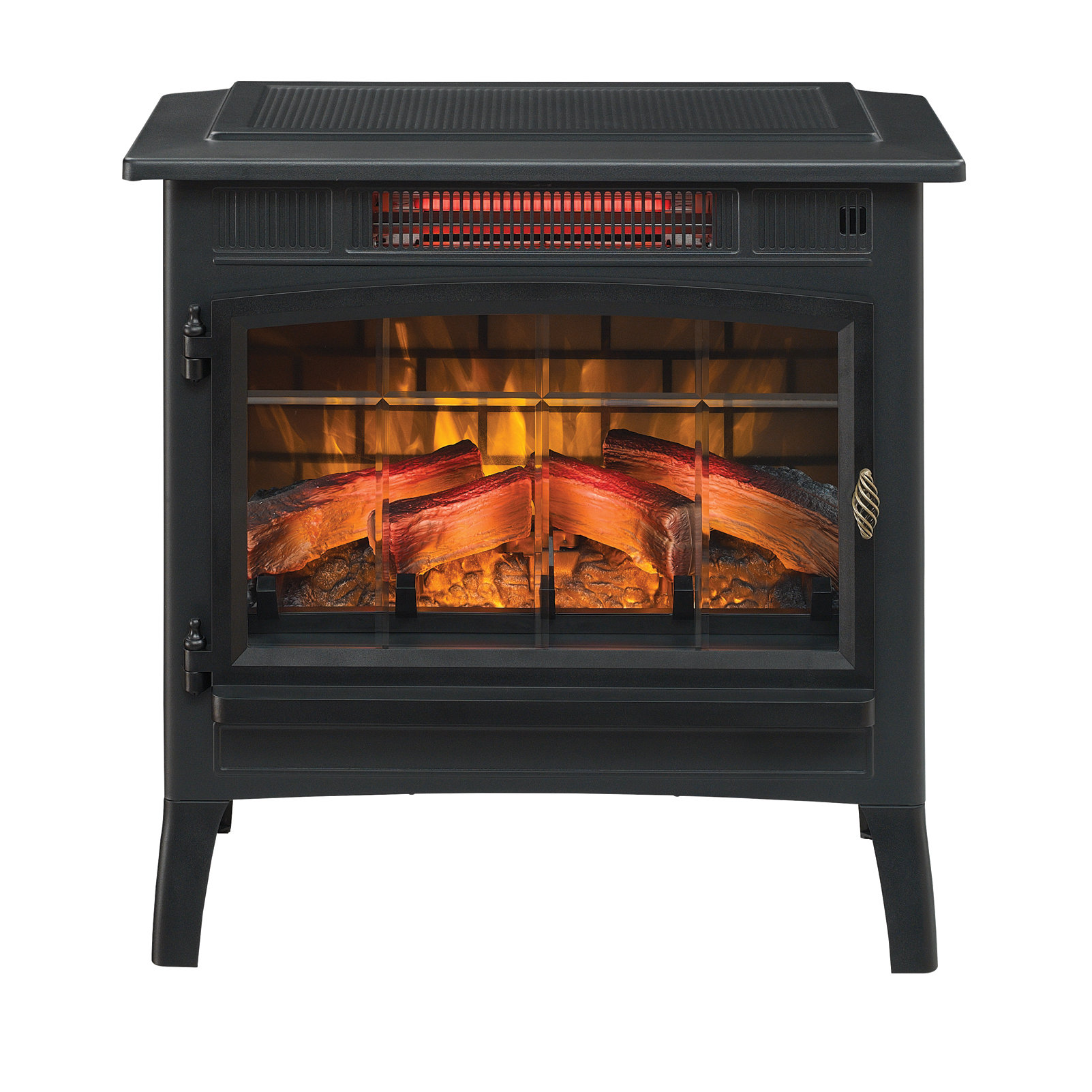 Infrared Quartz Fireplace Stove with 3D Flame Effect Black DFI 5010 01