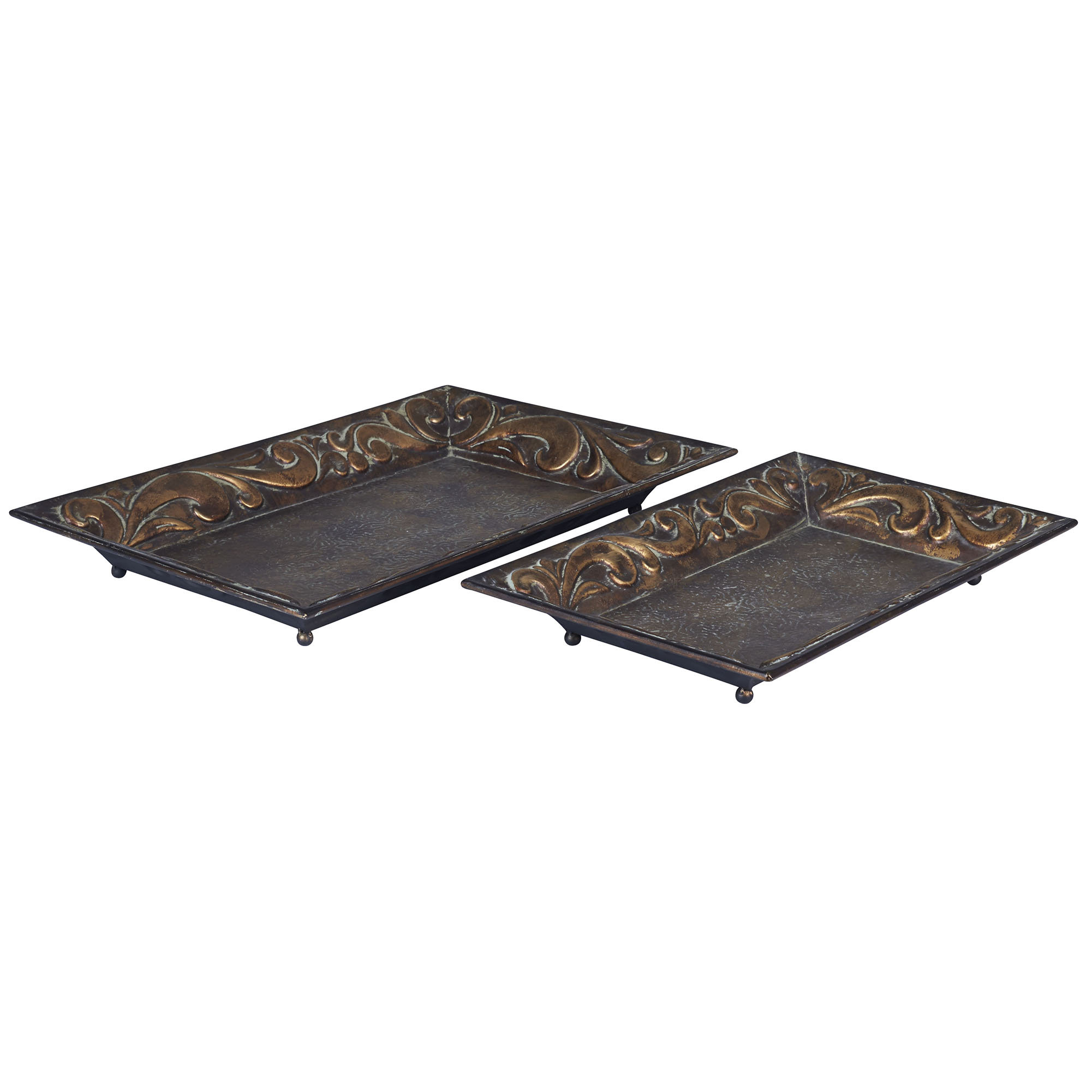 Household Essentials Decorative Vintage Metal Tray Set Wayfair