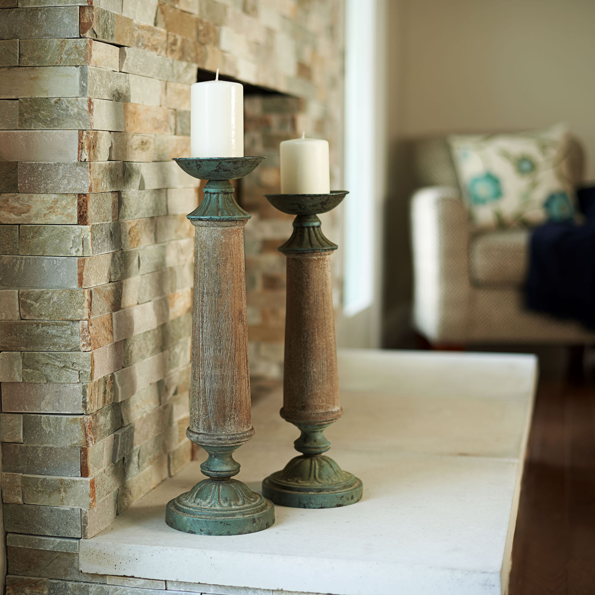 Household Essentials 2 Piece Wooden Candlestick Set Wayfair