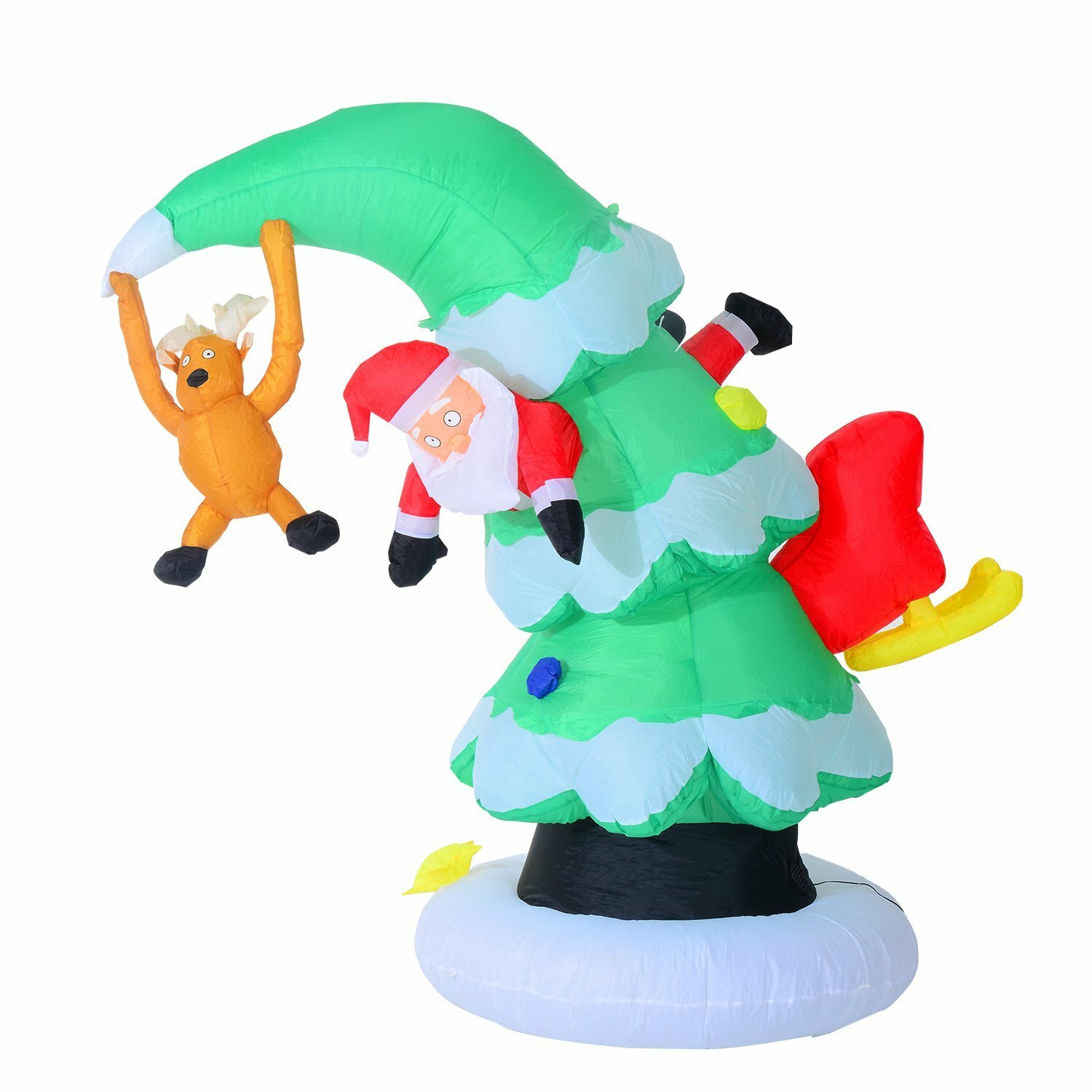 Aosom 7' Inflatable LED Lit Santa Claus Stuck in Christmas Tree Lawn ...