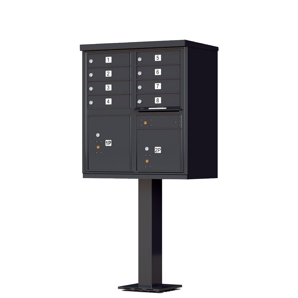 Florence Pedestal Mounted MultiFamily Mailbox with Rain Overhang