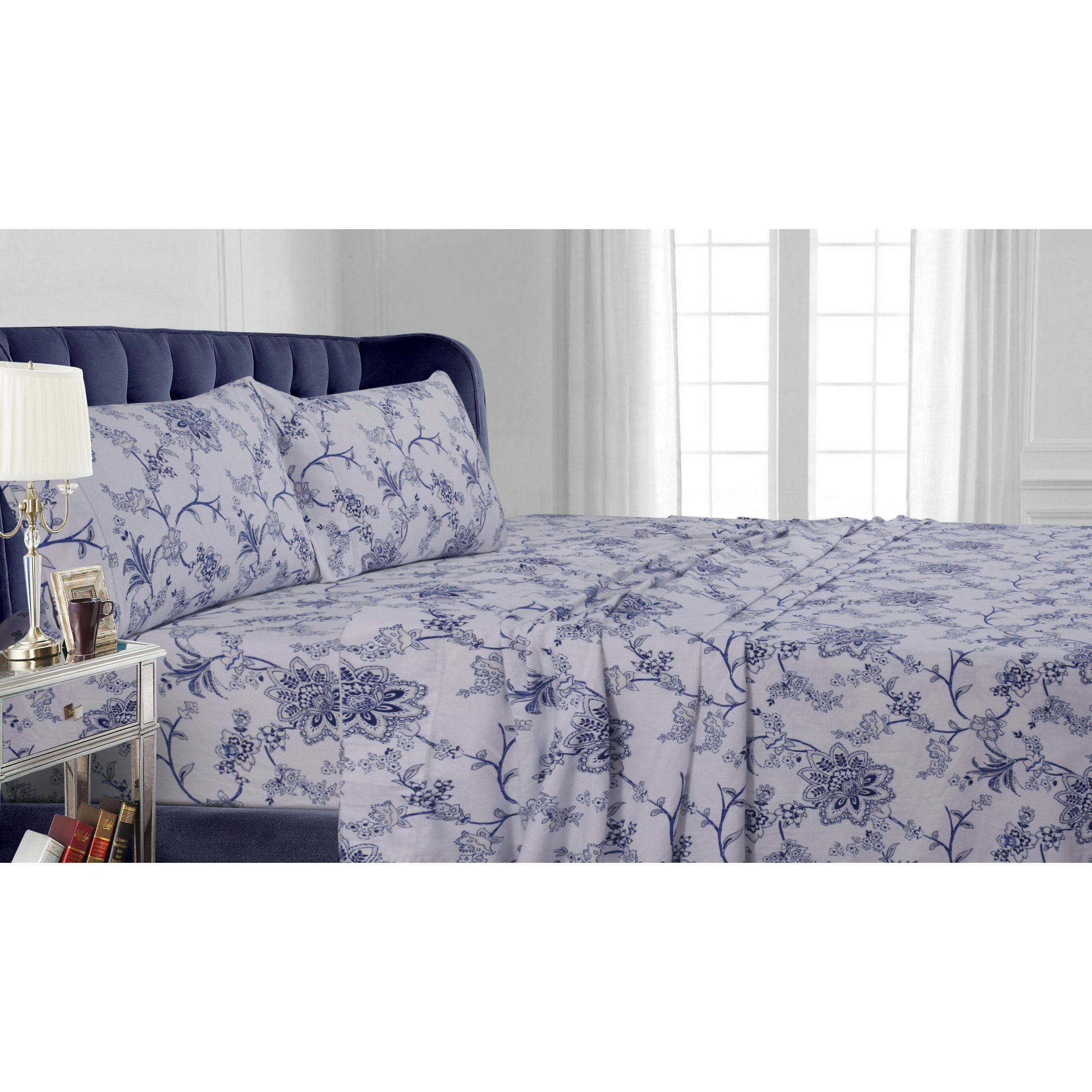 Tribeca Living Floral Cotton Sheet Set & Reviews | Wayfair