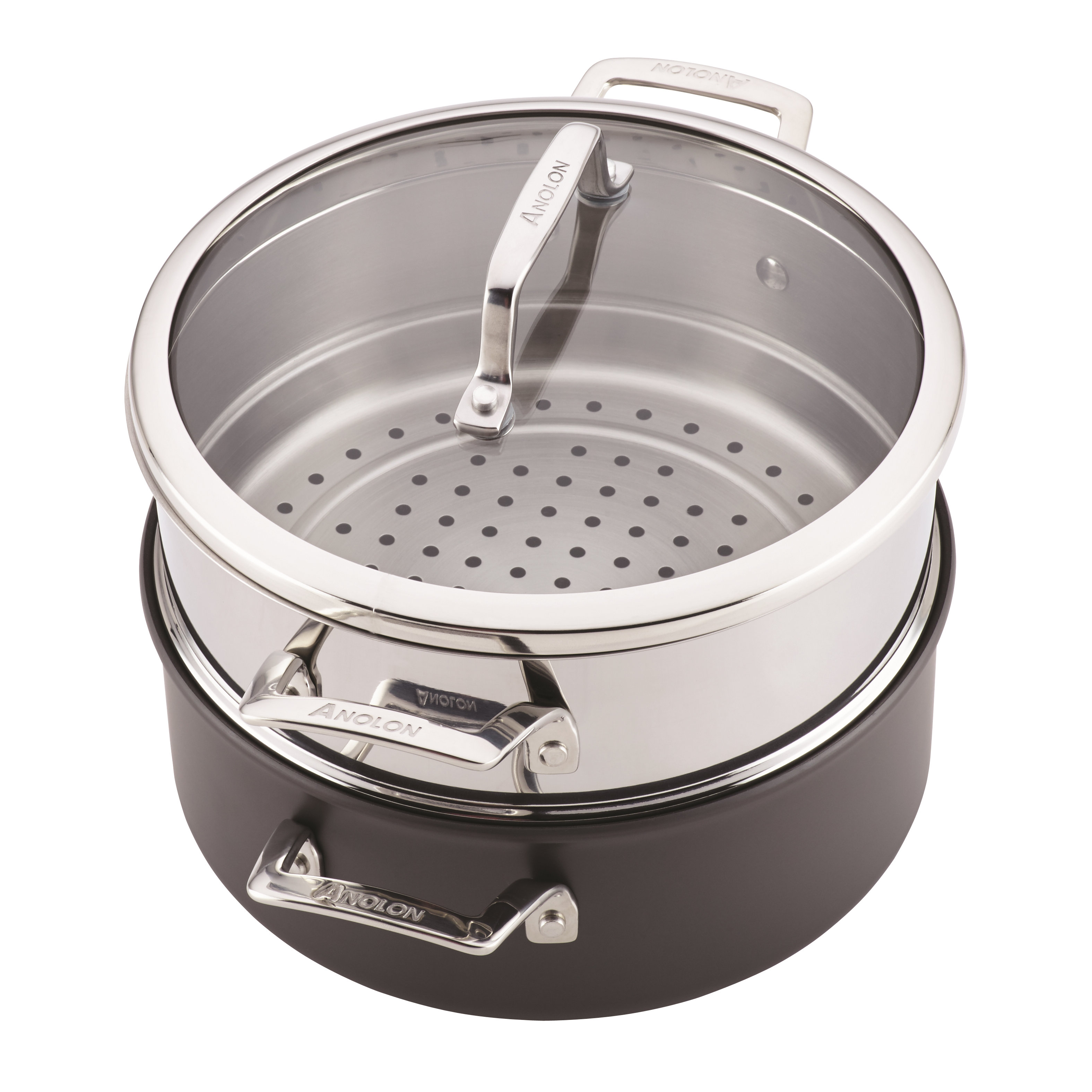 Anolon 5qt. HardAnodized Aluminum Round Dutch Oven with Steamer Wayfair
