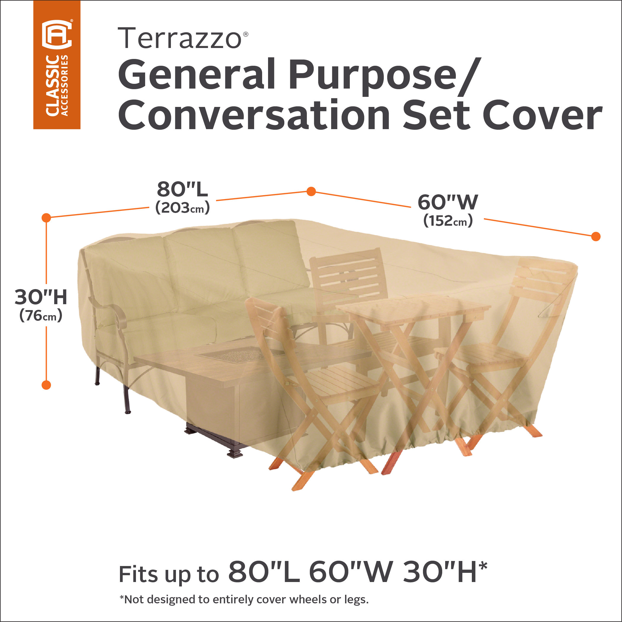Classic Accessories Terrazzo General Purpose Patio Furniture Set Cover