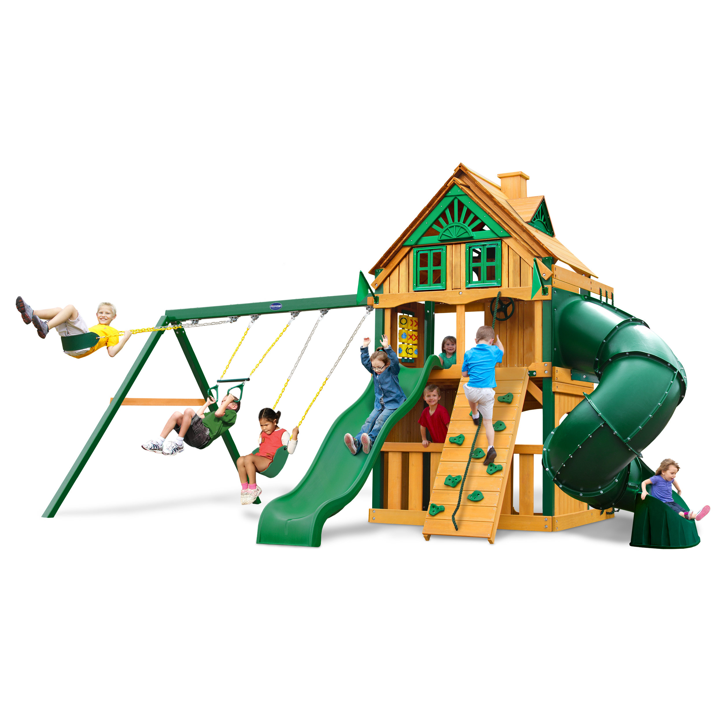 Gorilla Playsets Mountaineer Clubhouse Treehouse Swing Set Wayfair