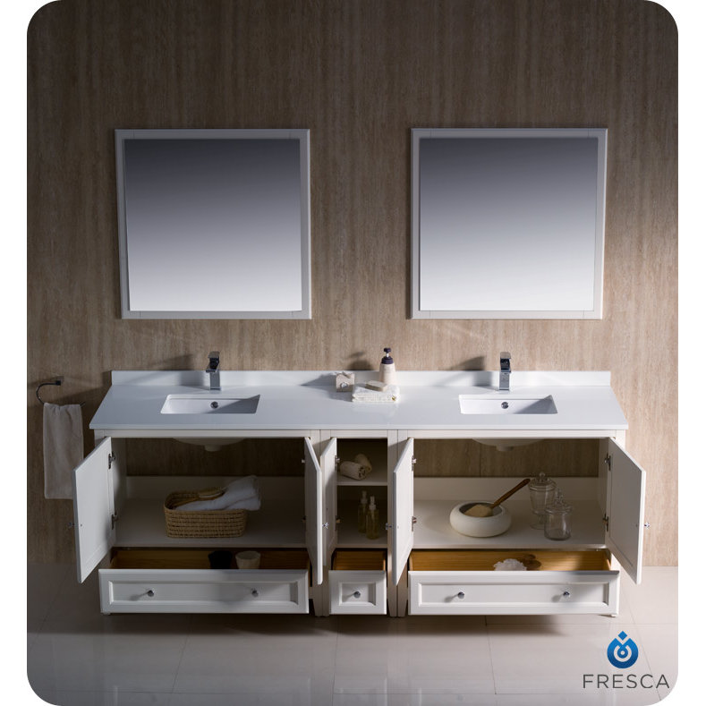 Fresca Oxford 84" Double Traditional Bathroom Vanity Set with Mirror