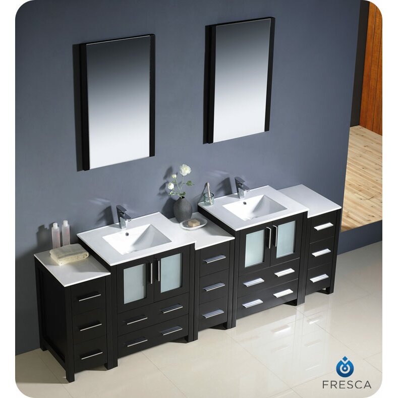 Fresca Bari Torino 84" Double Modern Bathroom Vanity Set ...