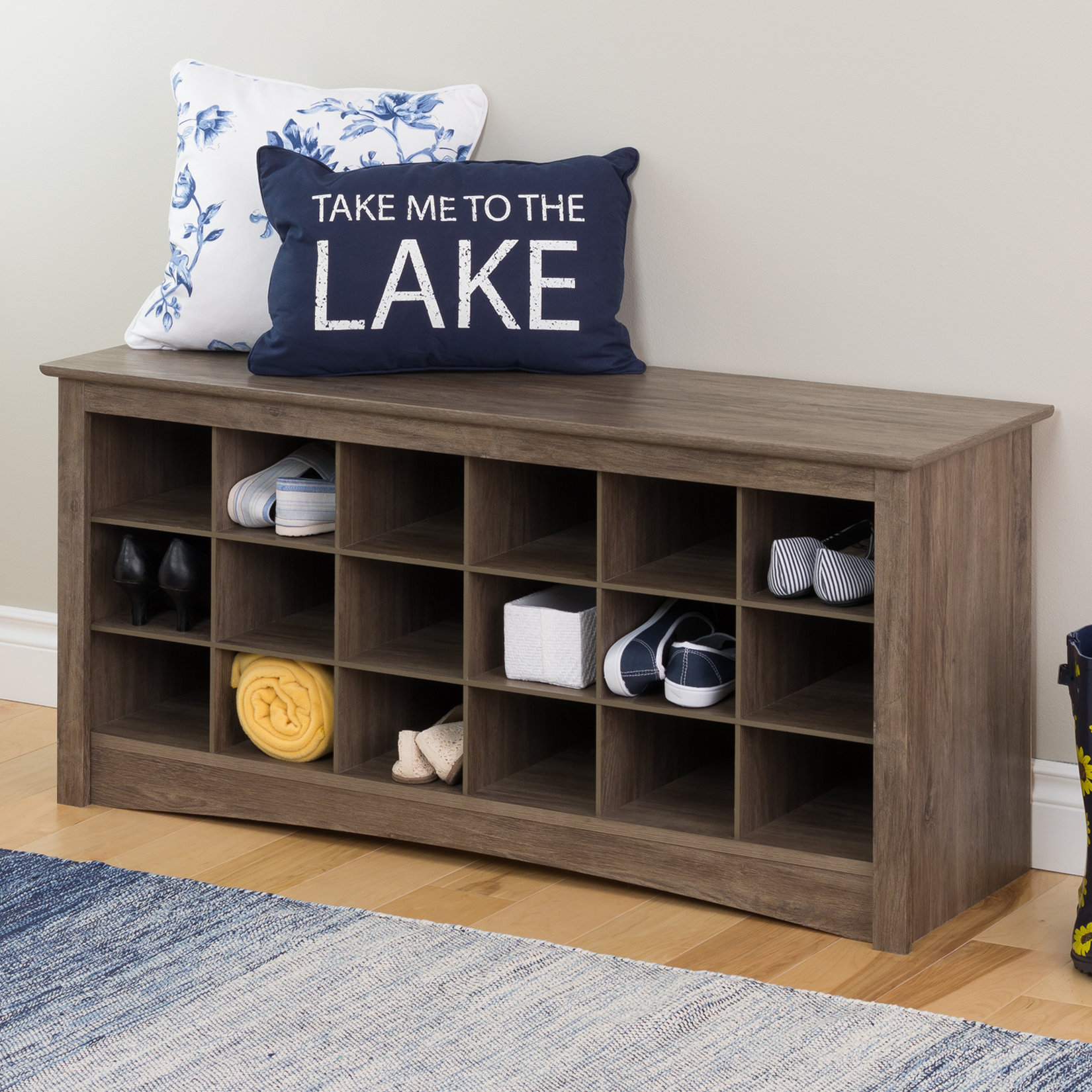 Prepac Shoe Cubbie Bench in Drifted Gray & Reviews | Wayfair
