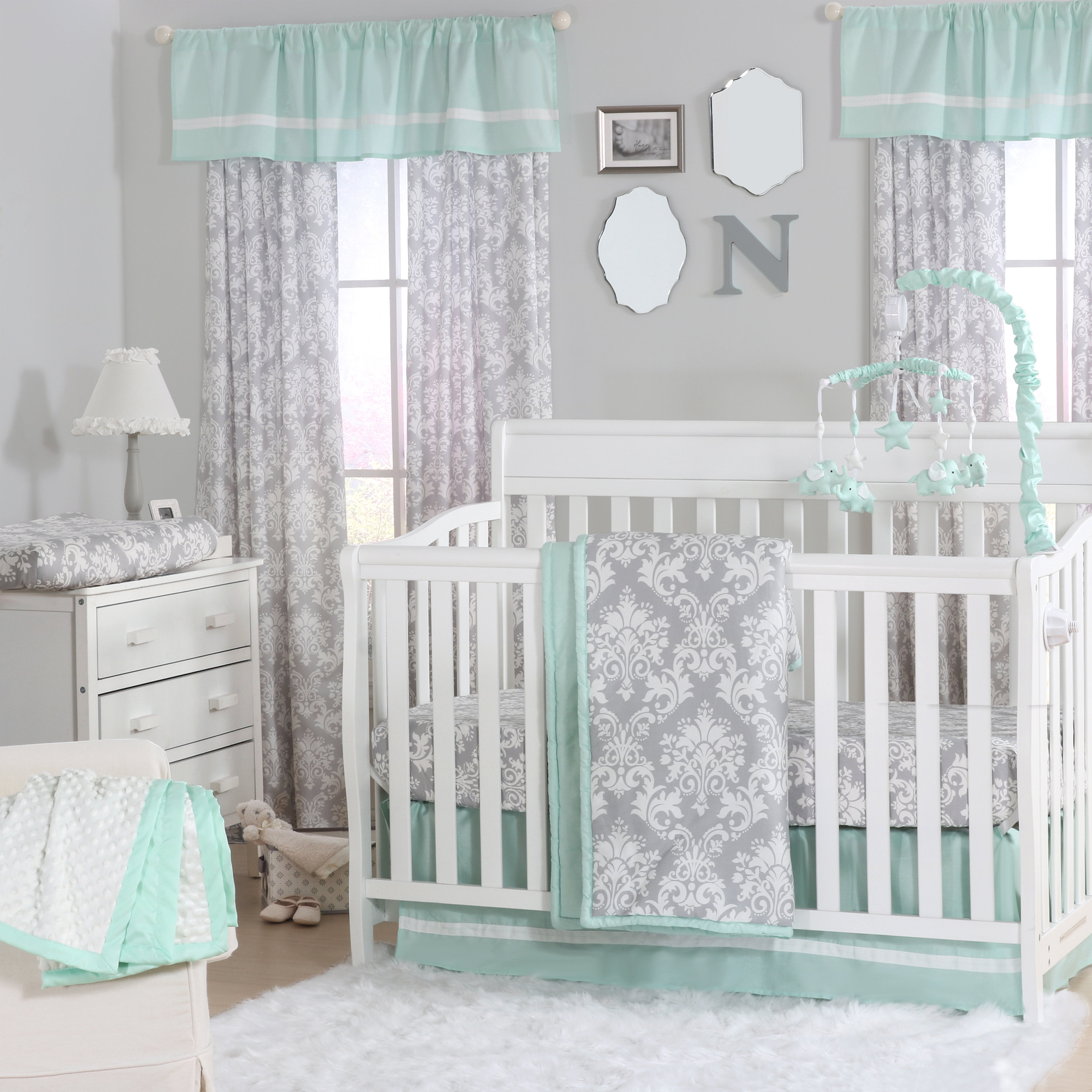 The Peanut Shell Damask 7 Piece Crib Bedding Set & Reviews Wayfair