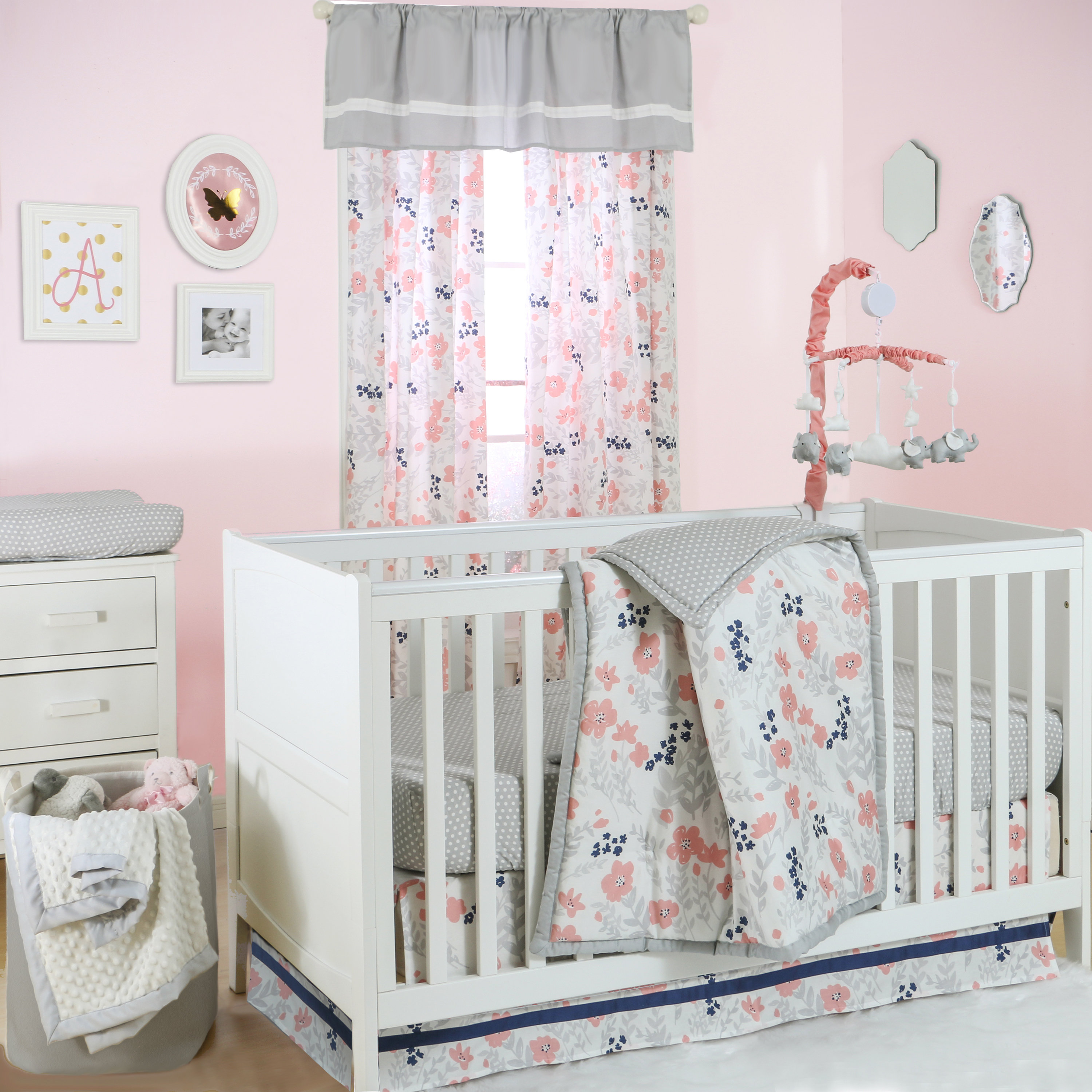 The Peanut Shell Baby Bloom 7 Piece Crib Bedding Set Wayfair.ca